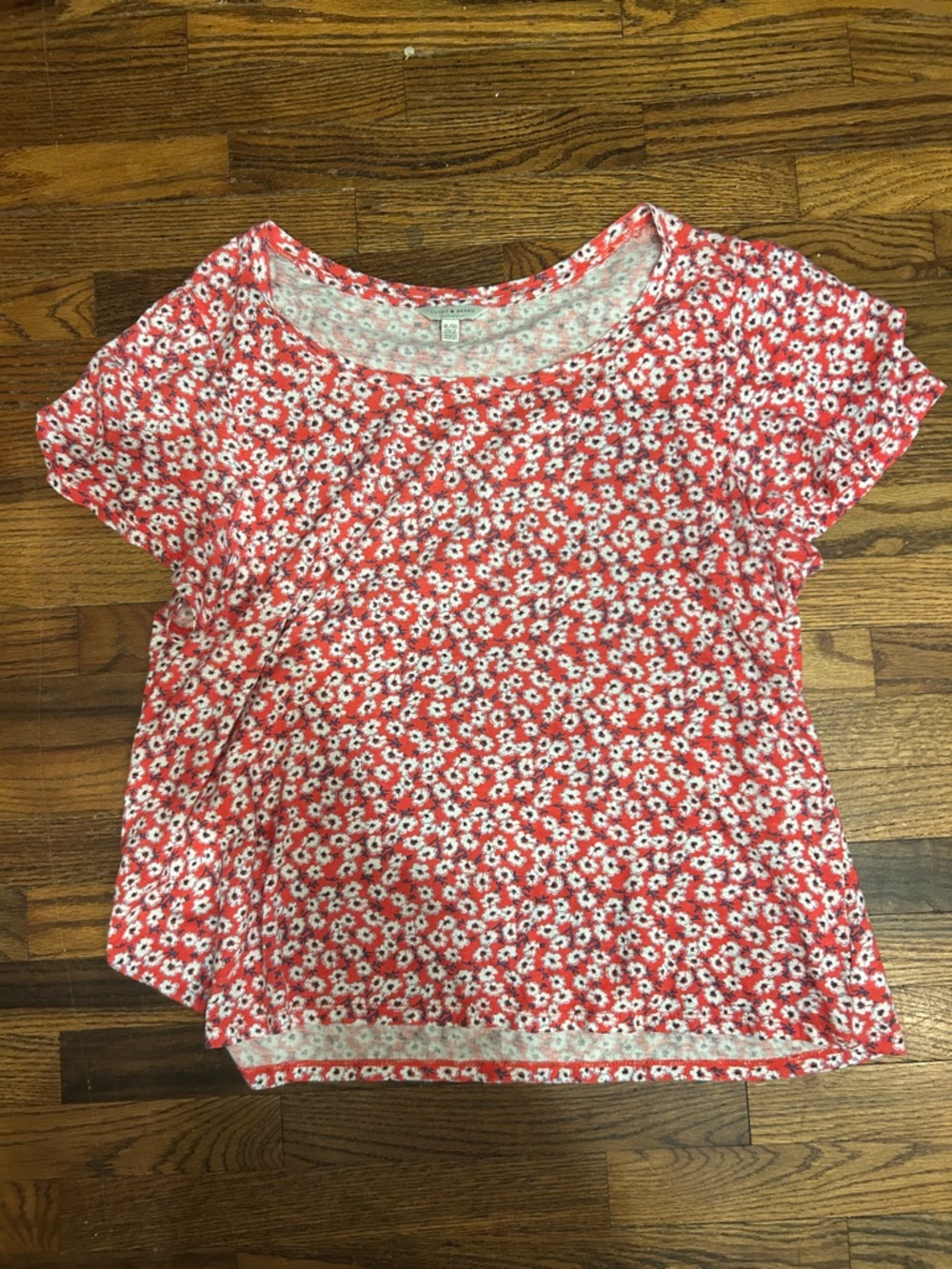 Lucky Brand Women’s Coral Daisy Print Short-Sleeve Tee
